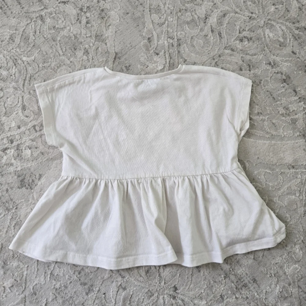 Mayoral Floral Applique Short Sleeved Crop Peplum Top